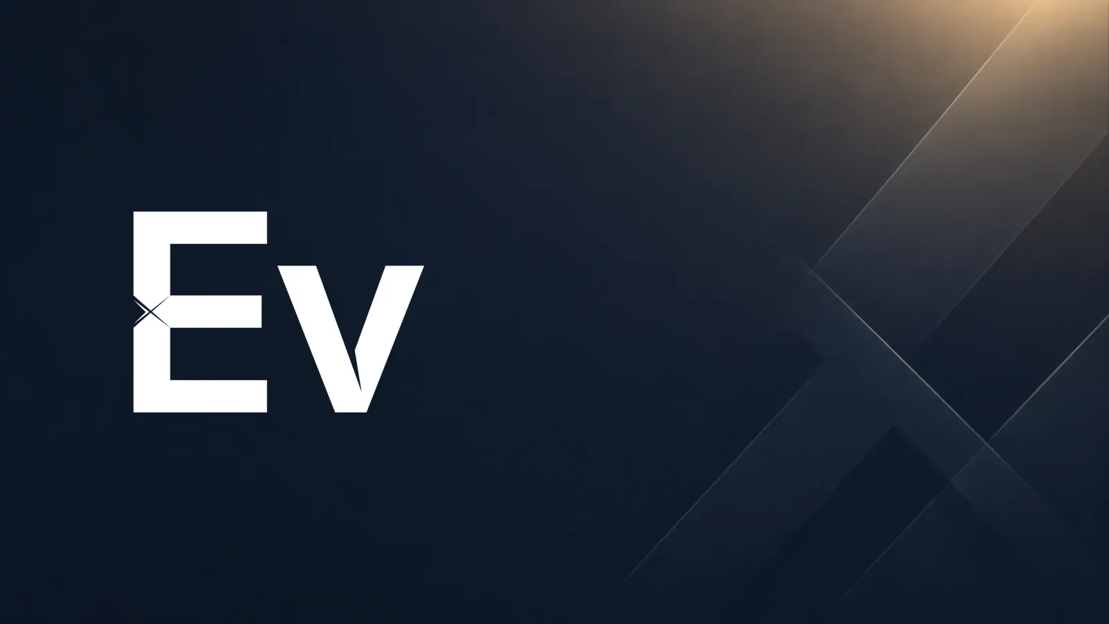 Lacivert zemin üzerinde beyaz Evlek logosu ve ışık huzmeli X motifi — temsili görsel