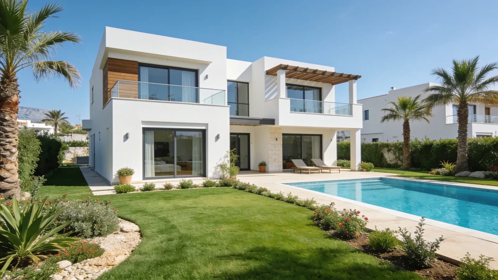 Bahçeli müstakil villa ve yeşil peyzaj, Kuzey Kıbrıs — temsili görsel
