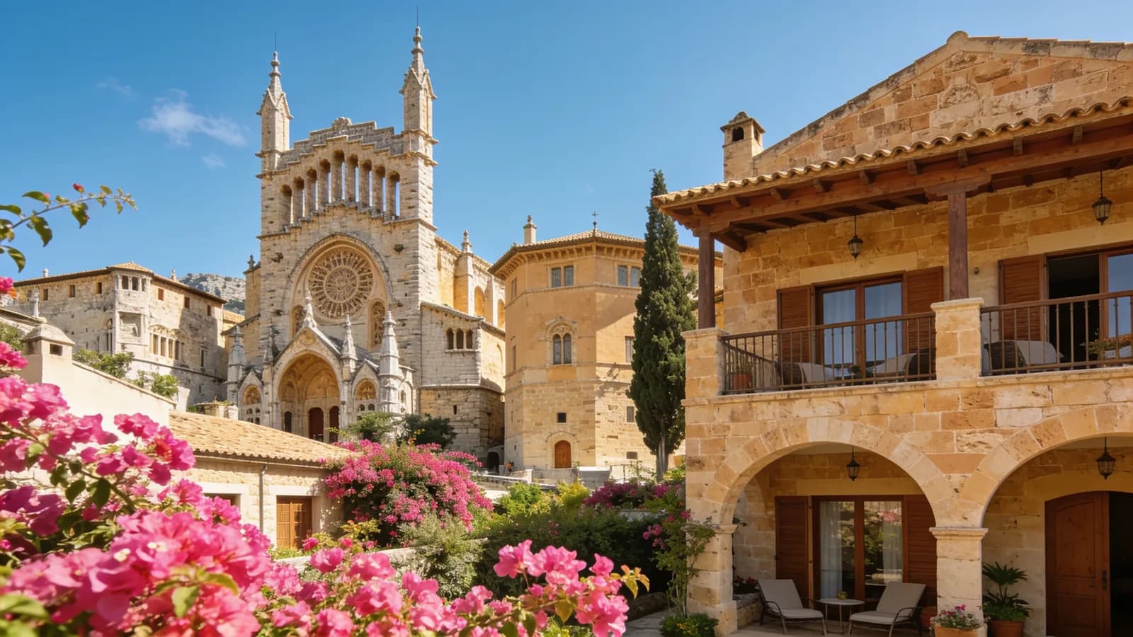 Bellapais Manastırı ve dağ köyü, Girne, Kuzey Kıbrıs — temsili görsel