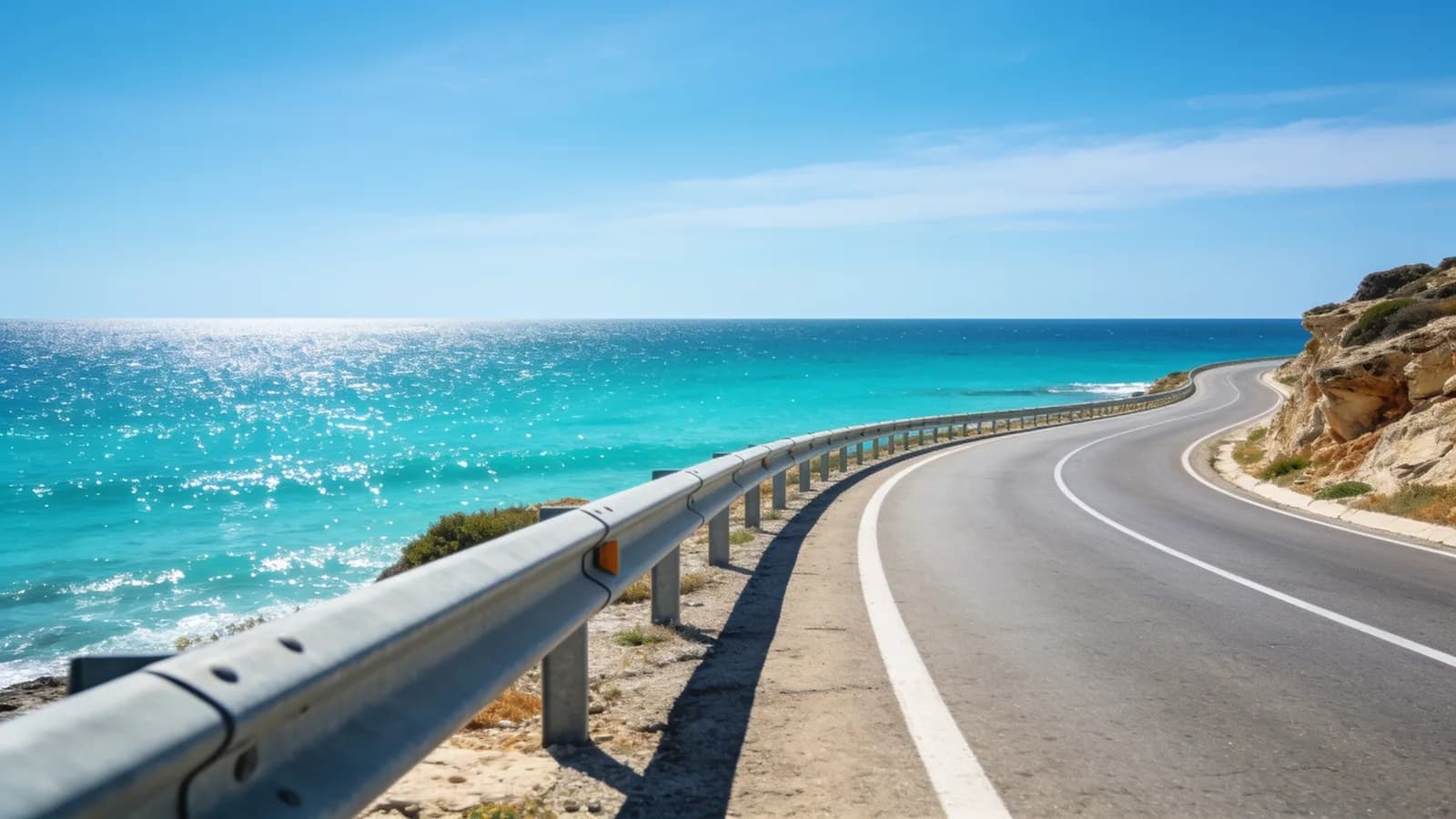 Coastal road along the Mediterranean shore, North Cyprus — illustrative image