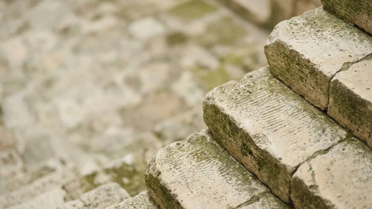 Aşınmış taş basamaklar, yakın çekim