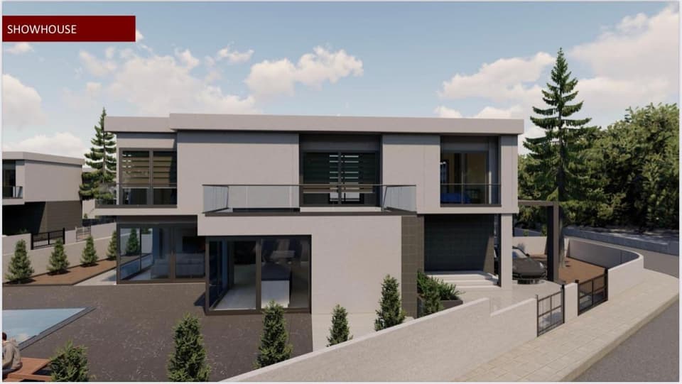 Modern mimarili villa, özel havuz ve araç park alanı