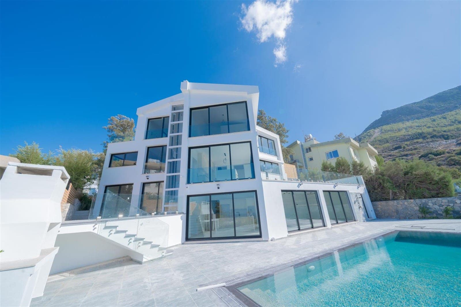 Modern architecture villa with private pool and mountain view