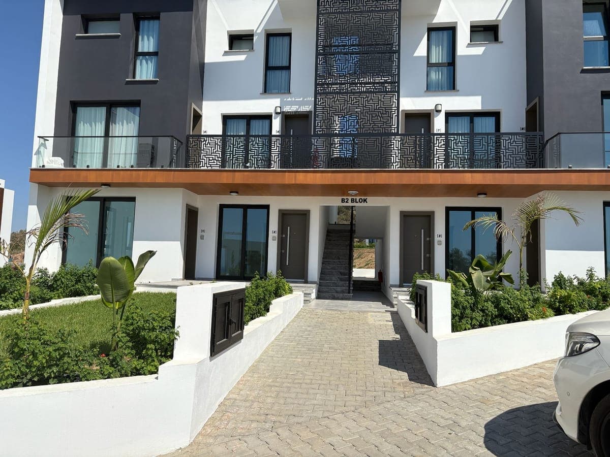 Modern designed B2 Block exterior, landscaped entrance and balconies.